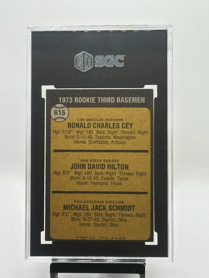 1973 Topps #615 Mike Schmidt novato SGC 4 en muy buen estado-ex radiocontrol Phillies Cey Hilton Salón de la fama Foto 2 de 2