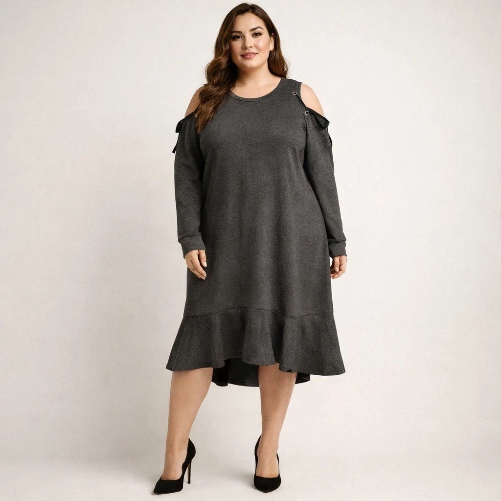 Long Sleeve Casual Plus Size Dresses for Women for sale | eBay