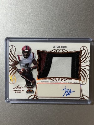 Jaycee Horn Carolina Panthers Leaf Trinity NFL 2021 JUMBO ROOKIE PATCH AUTO