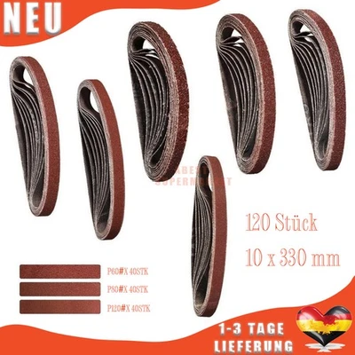 ABEST-SUPERMARKET 120X Gewebebänder Schleifbänder 10x330mm,Schleifband Set Korn 60/80/120