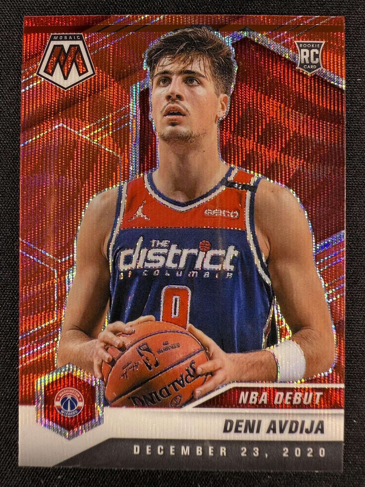 2020-21 Panini Mosaic #272 Deni Avdija Mosaic Red Wave NBA Debut Rookie