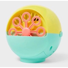 Sun Squad Mini Bubble Maker Yellow Teal Battery Operated Toy for Kids Age 3