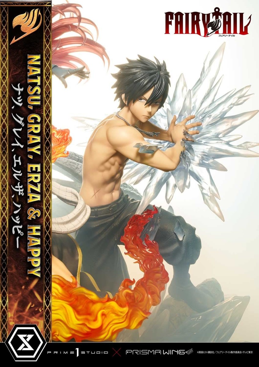 Fairy Tail PVC Statue Natsu, Gray, Erza, Happy Deluxe Ver 57cm 1/7