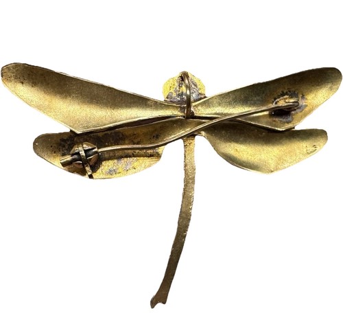 Sterling Silver 925 Cloisonné Dragonfly Pendant Blue Enamel Brooch 2.5”L - Picture 6 of 9