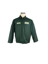 Vintage 1960s Union Carbide Linde Division Work Jacket Green Button Cuff Permane