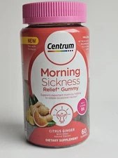 Centrum Morning Sickness Relief Gummy Citrus Ginger 60 Gummies Exp 11/2025