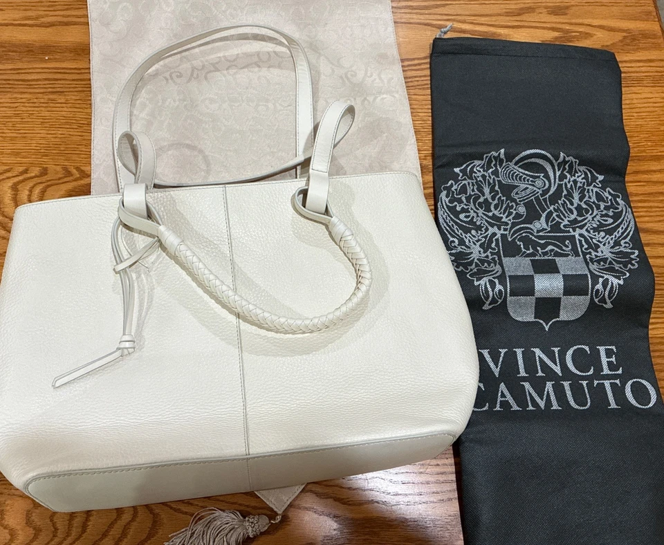 VINCE CAMUTO LEATHER CREAMY WHITE SLONE TOTE 2023 Trend Dust bag - Image 2 of 4