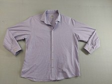 Kenneth Cole Men Shirt XL Purple Check Long Sleeve Button Down Slim Fit Collared