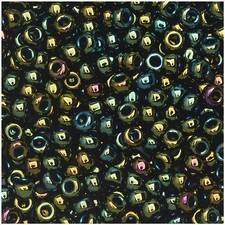 Miyuki Seed Beads Round Size 11/0, 24 Gram Tube, Metallic Green Iris 11-453