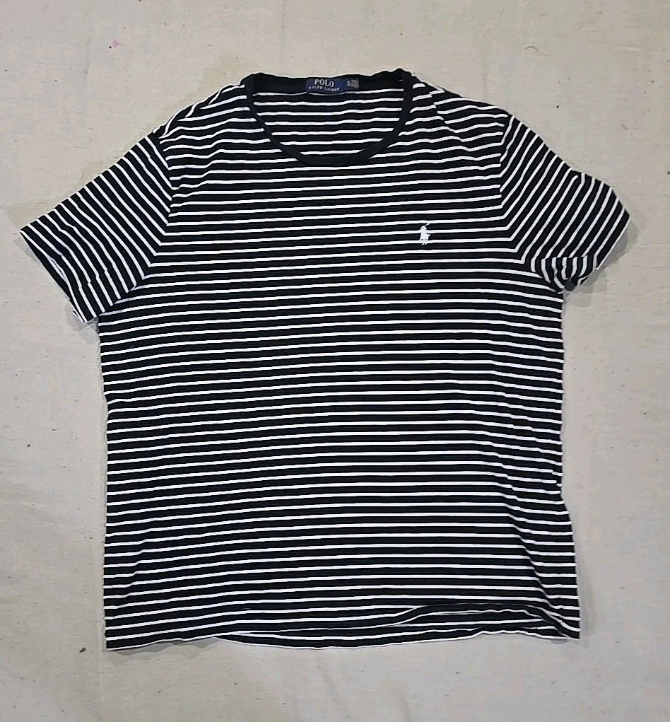 Polo Ralph Lauren camicia uomo blu bianca a righe pony manica corta