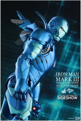 Hot Toys Iron Man Movie Masterpiece DIECAST Iron Man Mark 3 Blue Stealth Version - Photo 1/4