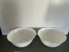 Vintage Arcopal France Milk Glass 9.5 in Bowls Scalloped Swirl Elegant Durable