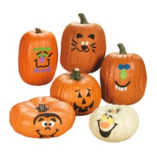 1" - 4 1/2" Bulk 48 Pc. Silly Pumpkin Faces Foam Decorating Kit