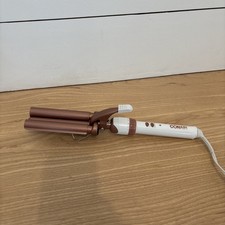 Conair Double Ceramic Triple Barrel Curl Styling Waver White/Rose Gold Hair IrON