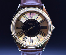 Vintage 1992 Guess Roman Dial Watch Gold Tone 34mm Unisex Classic Dress 1990s