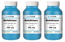 Nattokinase 200mg 5000 FU/g Fibrinolytic Units 600 Capsules 3x SEALED Bottle