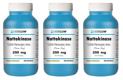 Nattokinase 200mg 5000 FU/g (Fibrinolytic Units) 600 Capsules 3x SEALED Bottle
