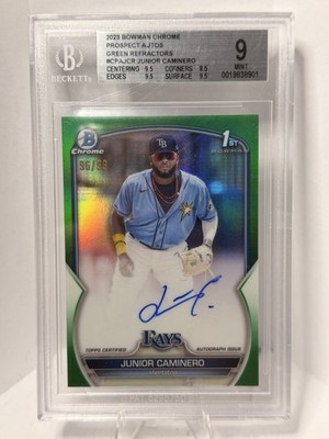 2023 Bowman First Junior Caminero Green Refractor Auto /99🔥🔥🔥 ON FIRE