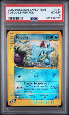 2002 Pokemon TCG Expedition Base Set Totodile 134/165 Reverse Holo PSA 6