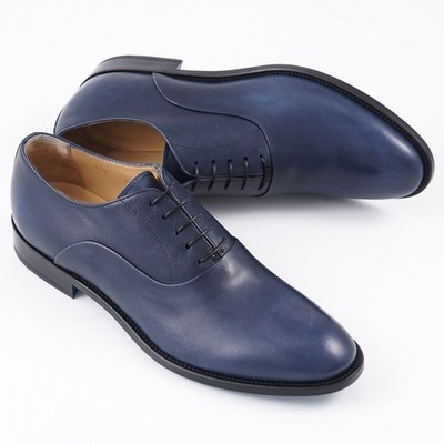Men\'s Blue Leather Derby Shoes - by Sutor Mantellassi FREE TARIFF) SUTOR MANTELLASSI Crocodile Norwegese wholecut  main image 3