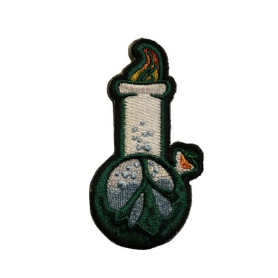 Weed Indeed Peace Sign Bong Embroidered Iron On Patch - Pot Leaf 94-L