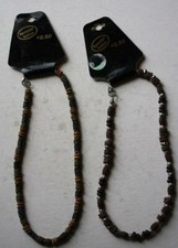 Western Style Earth Tone Color Necklaces Set of 2 on Cards Vintage Store Stock -