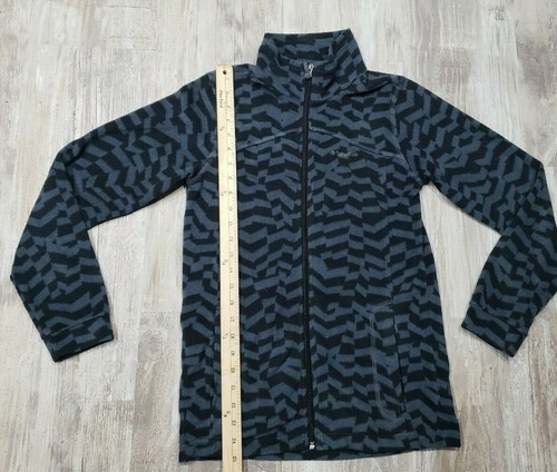 Columbia Youth Large Zip-up Fleece Sweatshirt Jacket Black Grey - Picture 3 of 5
