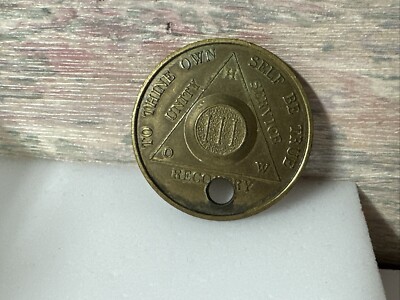 AA Alcoholics Anonymous III 3 Year Recovery Coin Medallion Medal Token ...