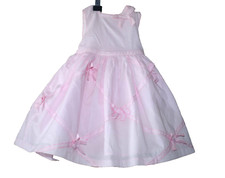 Polly Flinders Pink Bows Lined Tulle 100 Cotton Short Sleeve Set Dress Size 18M