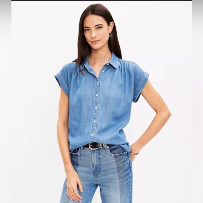 Loft Casual Light Blue Denim Shirt size S