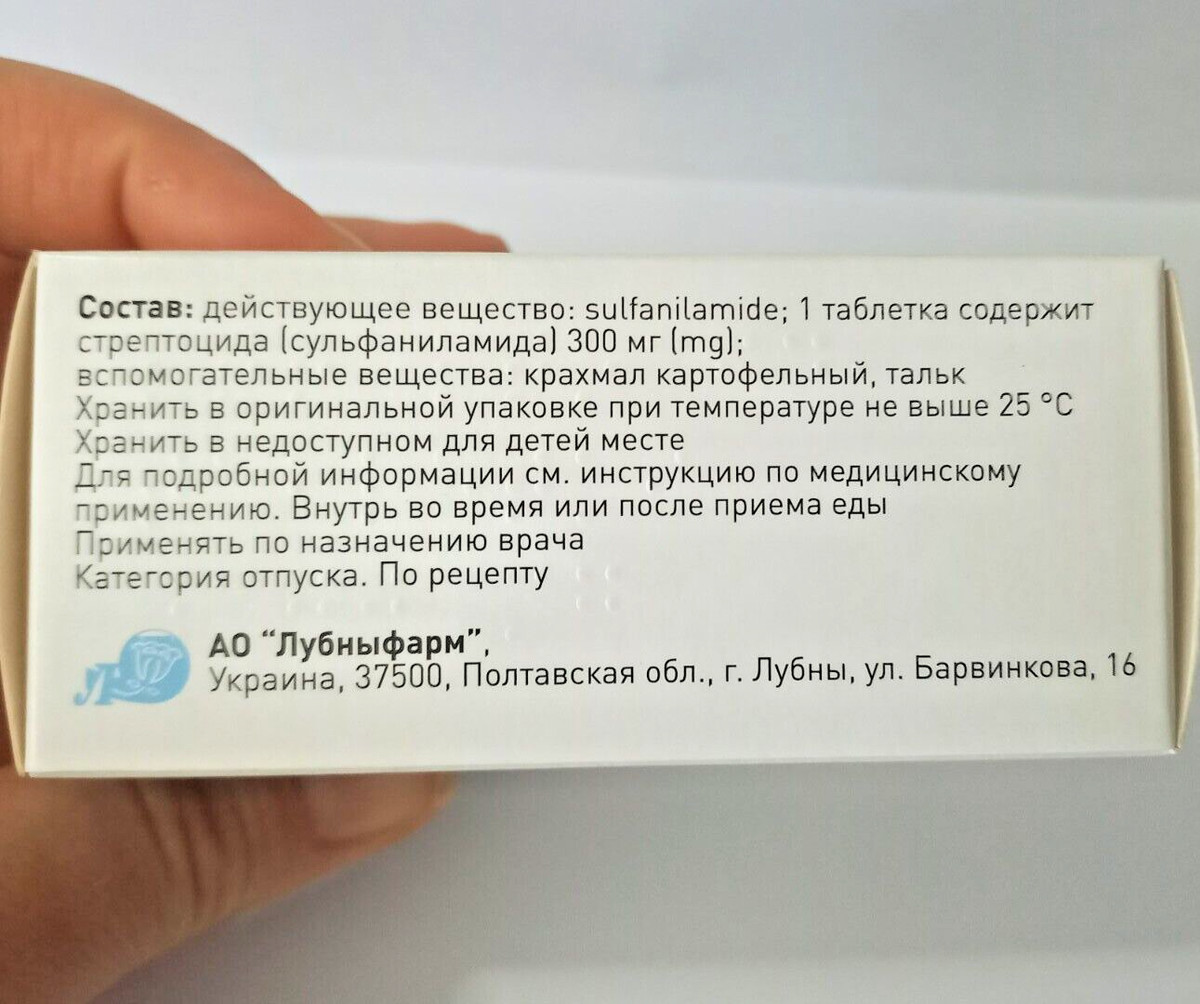100 Tablets Streptocid Tablets 0.3 G №10 Стрептоцид Таблетки По.