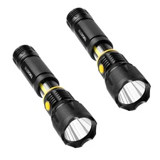 2-Pack LED Flashlight + Work Light, Magnetic Base, Battery Operate