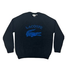Lacoste Sweater Men's 6 XL Black Crew Neck Crocodile Logo Alpaca Blend NEW 240
