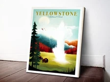 Yellowstone National Park 40x50cm Stretched Travel Canvas Wall Art Print