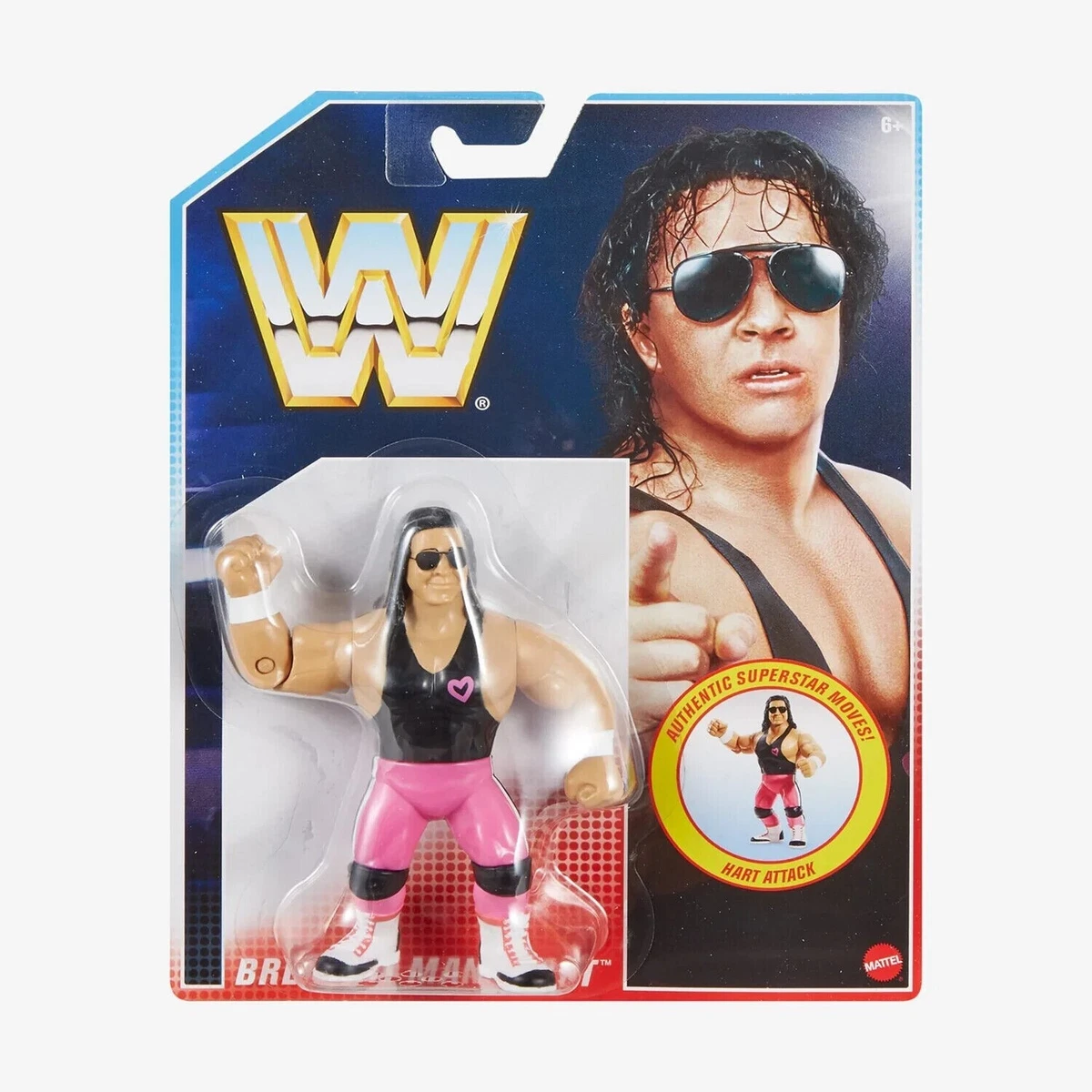 WWE MATTEL RETRO SERIES 12 BRET THE HITMAN HART WRESTLING ACTION FIGURE NEW WWF