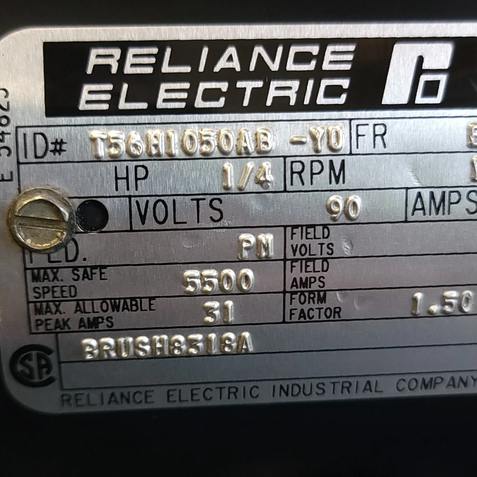 Reliance Electric - T56H1050AB-YU - 1/4 HP DC Motor & Boston Gear - F713-15-B5-C - Image 2 of 4
