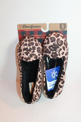Dearfoams Cheetah Animal Print Slippers Women's Size Small 5-6