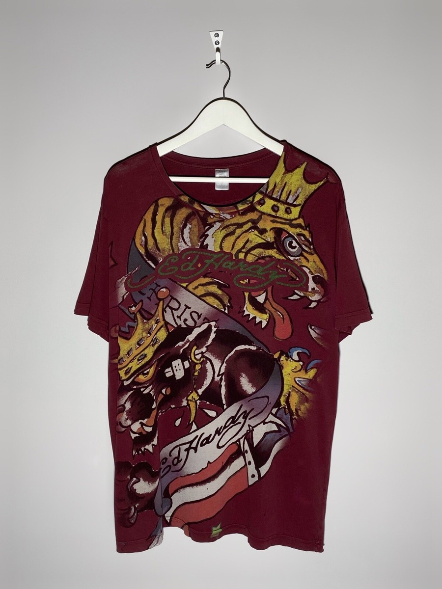 Mens Clothing T Shirts Ed Hardy Vintage Ed Hardy Tiger Panther