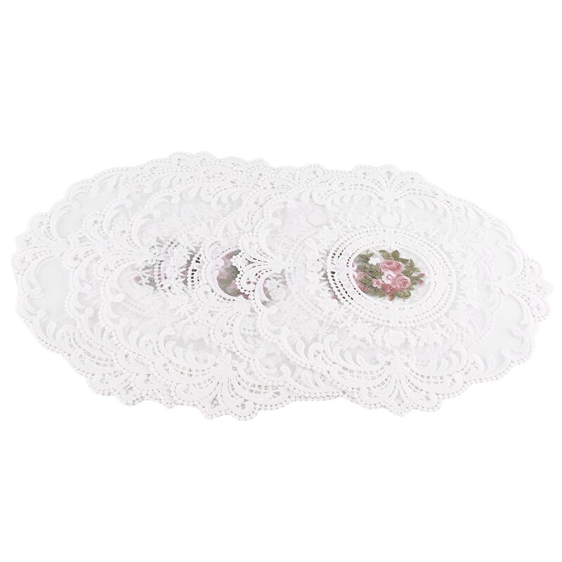 2X(6 Pcs Vintage Place Mats for Dining Table Lace Fabric Insulation2193