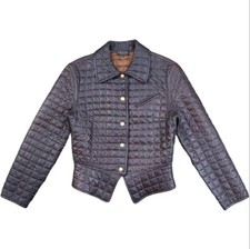 Gucci Women's Black & Brown Two-tone Short Leather Quilted Jacket Size Uk 14