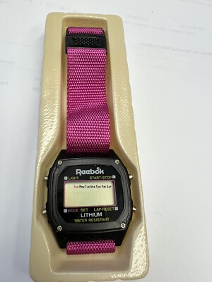 Reebok Vintage Digital Watch New Old Stock Pink Canvas Band Needs New  Battery