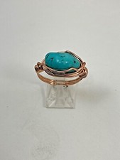 Handmade Copper Wire Wrap Turquoise Ring Size 9 58