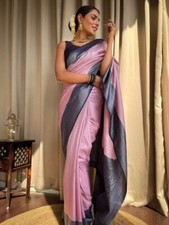 Designer Sari Bollywood Bridal Silk Saree Blouse South Indian Festive Ready Made