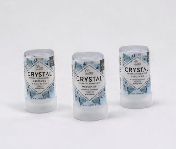 Crystal Mineral Deodorant Stick Unscented No Alumimum Chlorohydrate 40g (3Pack)