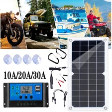 10W 12V Dual USB Solar Panel Battery Charger Kit Car Boat W/Cable & Controller