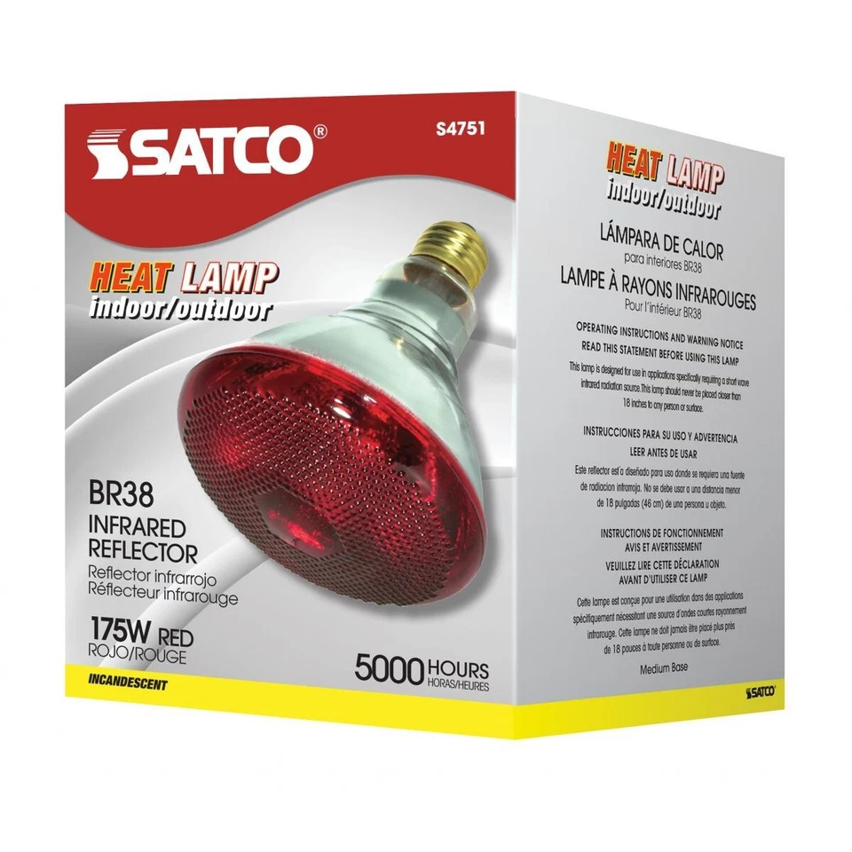 Satco Lighting S4751 - 175 Watt BR38 Dimmable Heat lamp - Red Heat (6 Pack) - Image 4 of 4