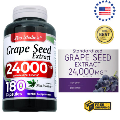 Grape Seed Extract 180 Veggie Capsules 24000 Mg Antioxidant Grapefruit Extract