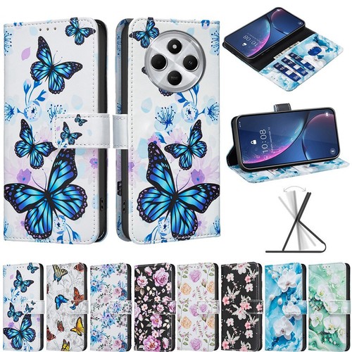 Butterfly Flower Wallet Phone Ca for Xiaomi 13T POCO F7 F5 X5 X6 M7 Pro C75 C55 - Picture 1 of 16