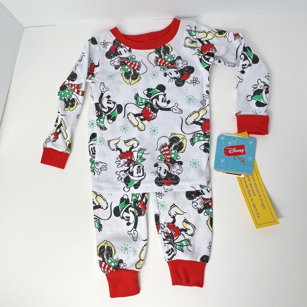 Disney Mickey Minnie Mouse Christmas Pajamas Baby Toddler Size 12