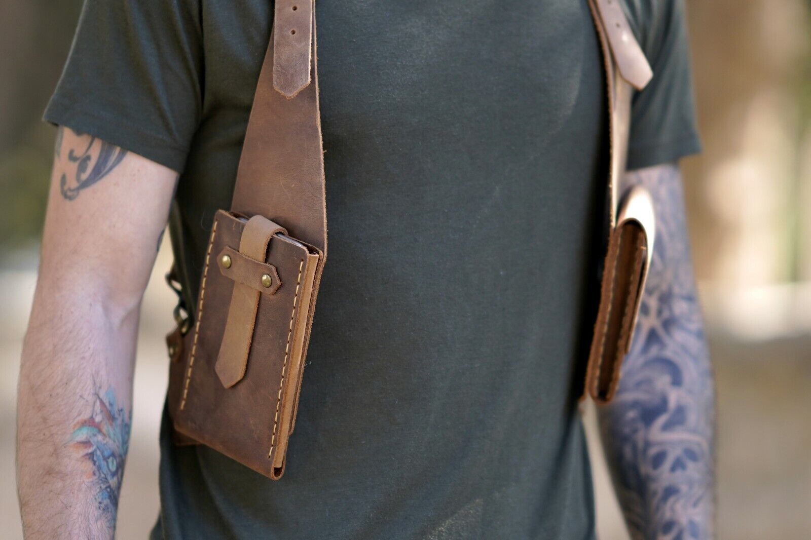 Rustic Leather Holster Bag Leather Festival Burning man Holster Double Holster